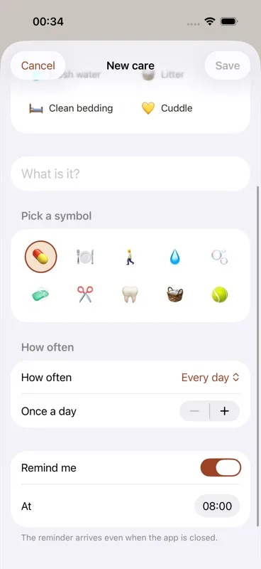 The grid of 10 emoji symbols with one selected/highlighted.